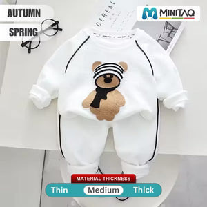 Cute Bear Full Sleeve White Shirt N Trouser